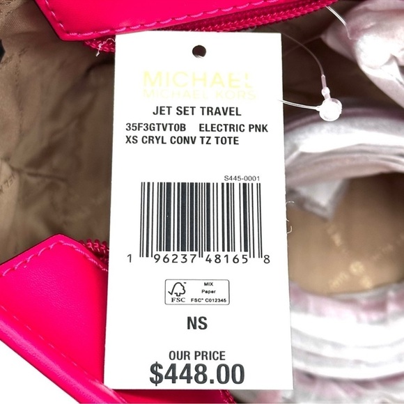 Michael Kors Jet Set Travel Extra-Small Top Zip Tote Bag Electric Pink (NWT) - Picture 10 of 10